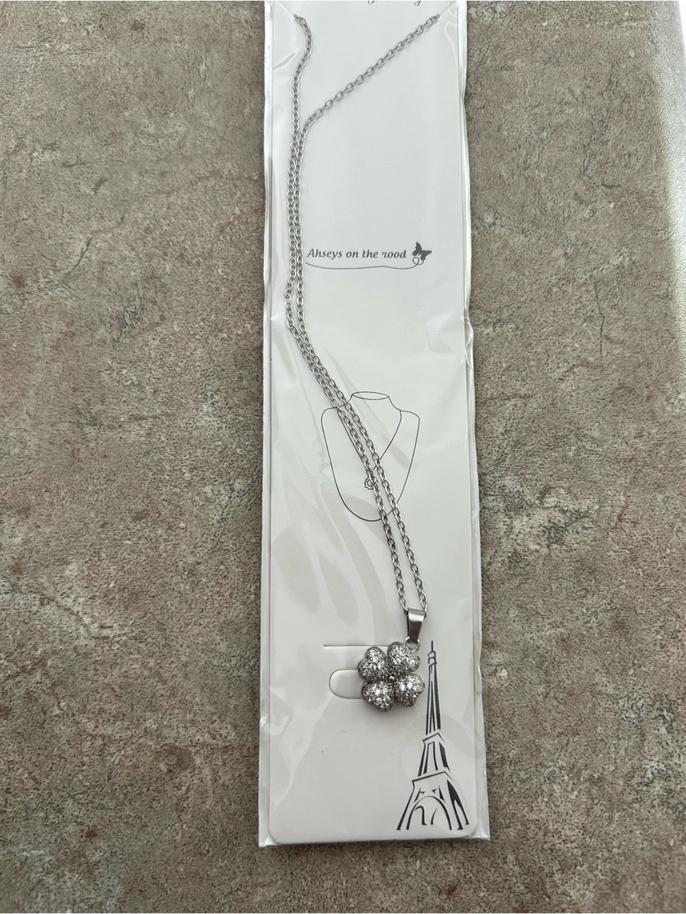 4/$50 Silver Floral Crystal Pendant Necklace